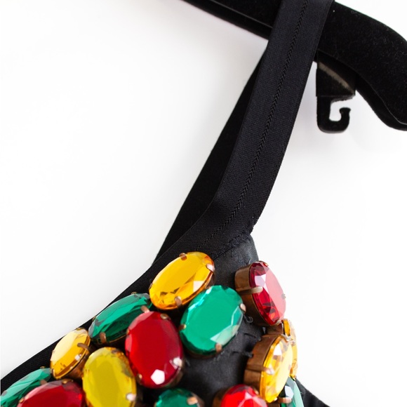 Dolce&Gabbana Vintage 1990s Rainbow Multicolor Crystal Candy Black Bustier Top - Picture 8 of 12